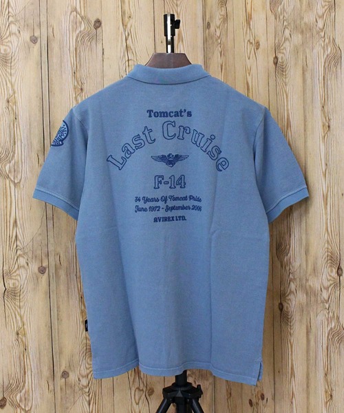 AVIREX（アヴィレックス）の「FADE WASH LAST CRUISE EMB POLO SHIRT（ポロシャツ・メンズ・サックスブルー/チャコールグレー/ホワイト・L/XL/XXL/M）」の3枚目の写真