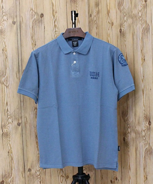 AVIREX（アヴィレックス）の「FADE WASH LAST CRUISE EMB POLO SHIRT（ポロシャツ・メンズ・サックスブルー/チャコールグレー/ホワイト・L/XL/XXL/M）」の18枚目の写真