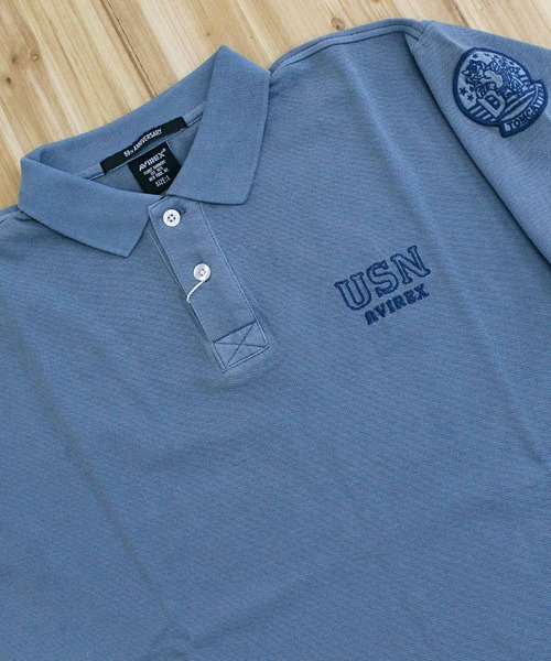 AVIREX（アヴィレックス）の「FADE WASH LAST CRUISE EMB POLO SHIRT（ポロシャツ・メンズ・サックスブルー/チャコールグレー/ホワイト・L/XL/XXL/M）」の20枚目の写真