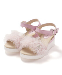 SLAP SLIP | キラキラくしゅくしゅチュールお花モチーフ付きウェッジソールサンダル(16~21cm)(サンダル)