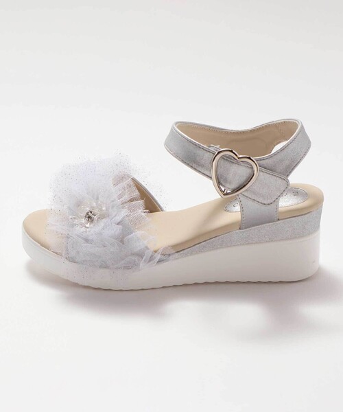 SLAP SLIP（スラップスリップ）の「キラキラくしゅくしゅチュールお花モチーフ付きウェッジソールサンダル(16~21cm)（サンダル・キッズ・グレー/パープル・20.0cm/21.0cm/16.0cm/19.0cm/17.0cm/18.0cm）」の8枚目の写真