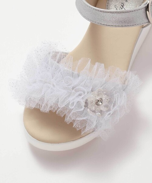 SLAP SLIP（スラップスリップ）の「キラキラくしゅくしゅチュールお花モチーフ付きウェッジソールサンダル(16~21cm)（サンダル・キッズ・グレー/パープル・20.0cm/21.0cm/16.0cm/19.0cm/17.0cm/18.0cm）」の13枚目の写真