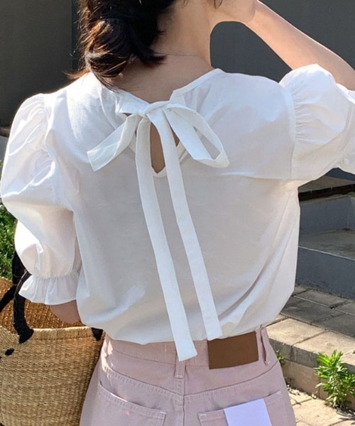 shoppinggo(ショッピングゴー)の「ブラウス バックリボン シャツ トップス(シャツ/ブラウス・レディース・ホワイト/ピンク・M/L)」の2枚目の写真