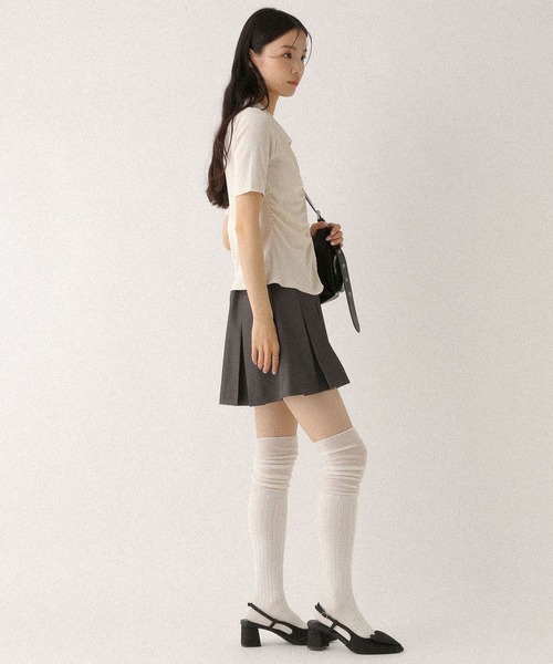 Heather(ヘザー)の「フロントギャザーZIPTEE 497343(Tシャツ/カットソー・レディース・アイボリー/ブラック/グレー・FREE)」の7枚目の写真