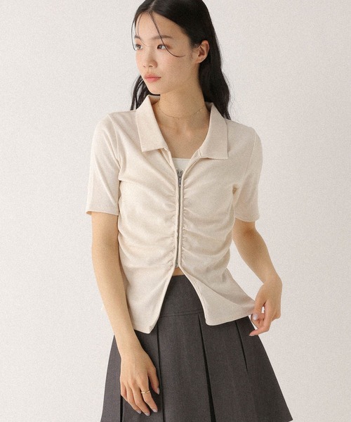 フロントギャザーZIPTEE 497343（Tシャツ/カットソー）｜Heather