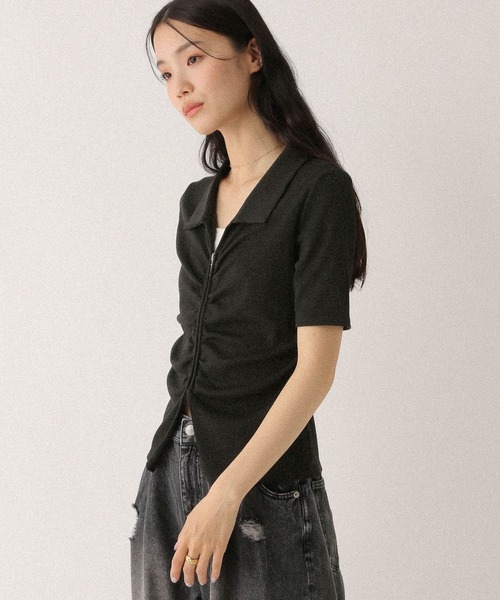 Heather(ヘザー)の「フロントギャザーZIPTEE 497343(Tシャツ/カットソー・レディース・アイボリー/ブラック/グレー・FREE)」の15枚目の写真