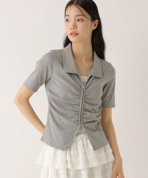 Heather(ヘザー)の「フロントギャザーZIPTEE 497343(Tシャツ/カットソー・レディース・アイボリー/ブラック/グレー・FREE)」の22枚目の写真