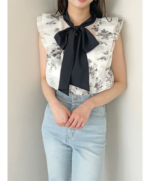 SNIDEL(スナイデル)の「ノースリボウタイブラウス(シャツ/ブラウス・レディース・アイボリー/その他/サックスブルー系・F)」の4枚目の写真