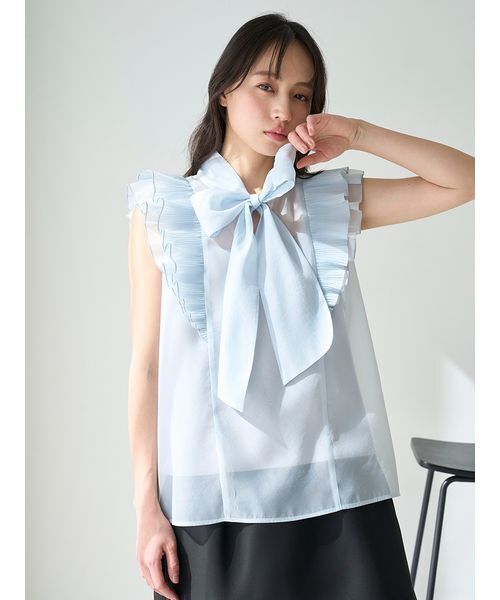 SNIDEL　フレンチノースリーブ　タイブラウス 新品 ノースリボウタイブラウス（シャツ/ブラウス）｜SNIDEL
