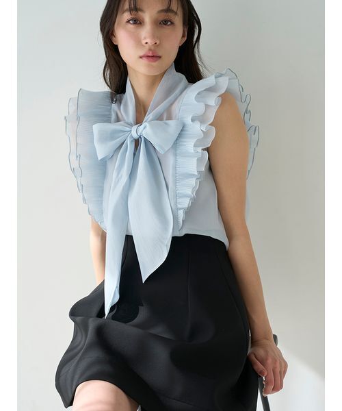 SNIDEL(スナイデル)の「ノースリボウタイブラウス(シャツ/ブラウス・レディース・アイボリー/その他/サックスブルー系・F)」の2枚目の写真