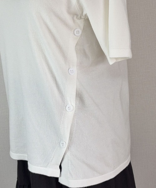 shoppinggo(ショッピングゴー)の「夏服 サイドボタンサマーニット 半袖 レディース 夏ニット(Tシャツ/カットソー・レディース・ホワイト/グリーン/ブラック/ピンク系その他/パープル/グリーン系その他・FREE)」の15枚目の写真