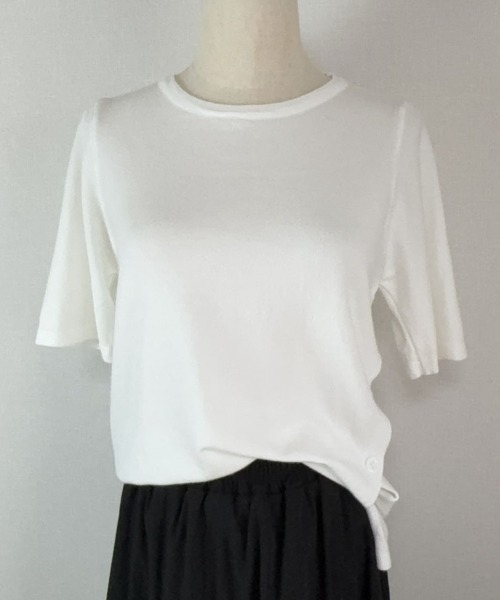 shoppinggo(ショッピングゴー)の「夏服 サイドボタンサマーニット 半袖 レディース 夏ニット(Tシャツ/カットソー・レディース・ホワイト/グリーン/ブラック/ピンク系その他/パープル/グリーン系その他・FREE)」の17枚目の写真