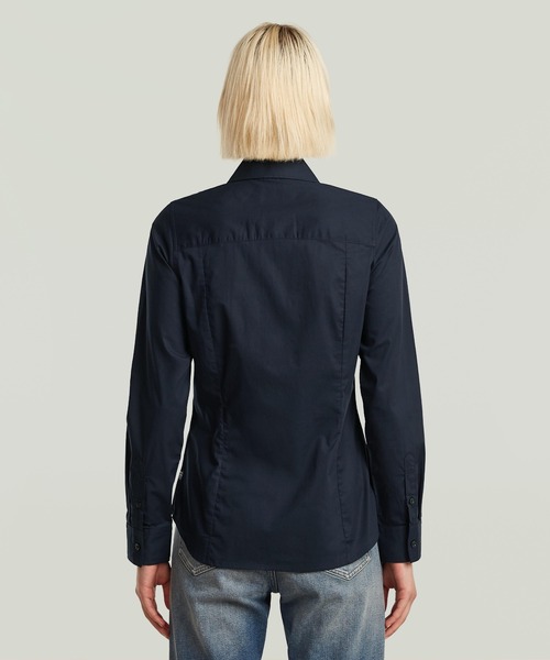 G-STAR(ジースター)の「Slim Poplin Long Sleeve Shirt/ベーシックデザインスリムポプリンシャツ(シャツ/ブラウス・レディース・ダークネイビー・SMALL/MEDIUM/X-SMALL)」の3枚目の写真