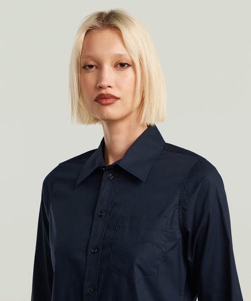 G-STAR(ジースター)の「Slim Poplin Long Sleeve Shirt/ベーシックデザインスリムポプリンシャツ(シャツ/ブラウス・レディース・ダークネイビー・SMALL/MEDIUM/X-SMALL)」の6枚目の写真