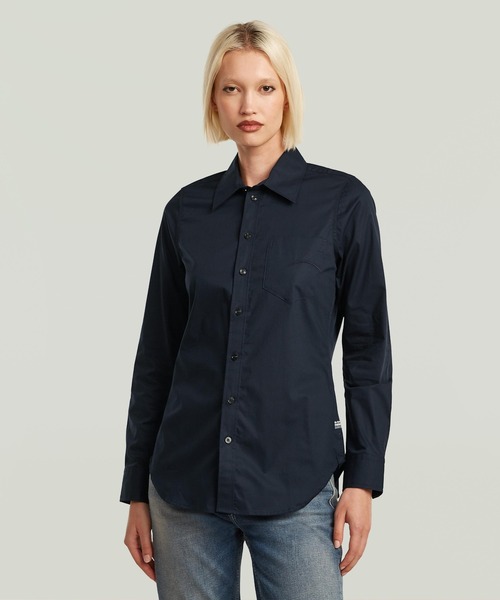 G-STAR(ジースター)の「Slim Poplin Long Sleeve Shirt/ベーシックデザインスリムポプリンシャツ(シャツ/ブラウス・レディース・ダークネイビー・SMALL/MEDIUM/X-SMALL)」の7枚目の写真