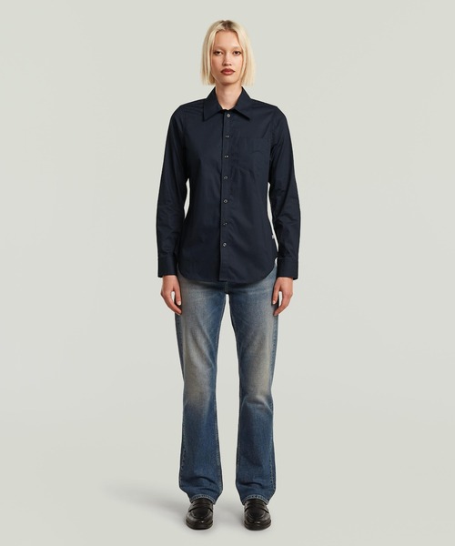 G-STAR(ジースター)の「Slim Poplin Long Sleeve Shirt/ベーシックデザインスリムポプリンシャツ(シャツ/ブラウス・レディース・ダークネイビー・SMALL/MEDIUM/X-SMALL)」の2枚目の写真