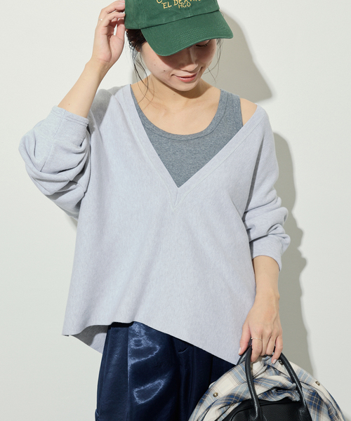 セール】スムースオーバーVネックニット（ニット/セーター）｜SLOBE