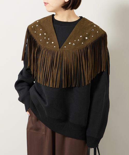 Bonum(ボナム)の「SUEDE-LIKE FRINGE VEST(その他アウター・レディース・ブラウン・FREE)」の1枚目の写真