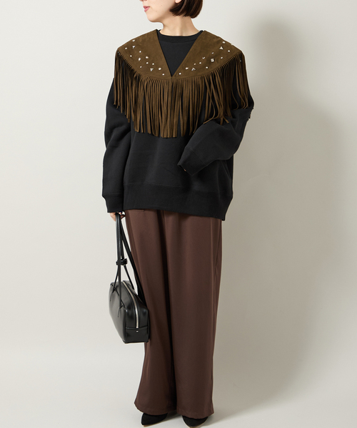 Bonum(ボナム)の「SUEDE-LIKE FRINGE VEST(その他アウター・レディース・ブラウン・FREE)」の2枚目の写真