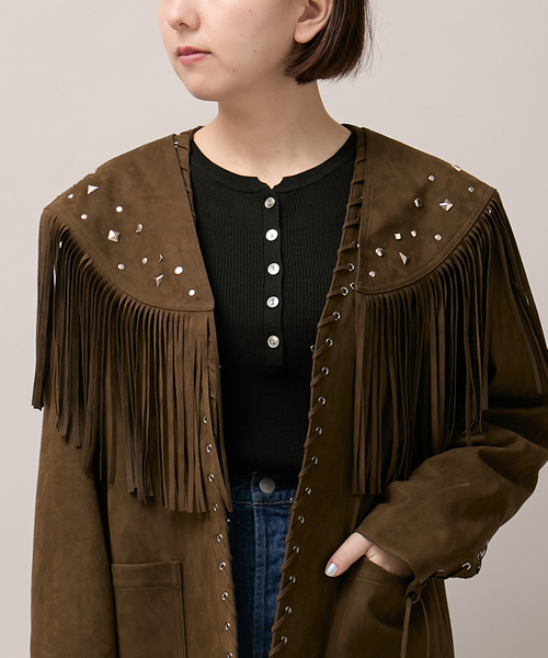Bonum(ボナム)の「SUEDE-LIKE FRINGE VEST(その他アウター・レディース・ブラウン・FREE)」の14枚目の写真