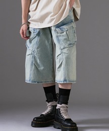Theater code（シアターコード）の「【26SS再入荷】White Stitching Half Cargo Denim Pants/ホワイトステッチ ハーフカーゴデニムパンツメンズ メンズ 夏物 夏服（デニムパンツ）」