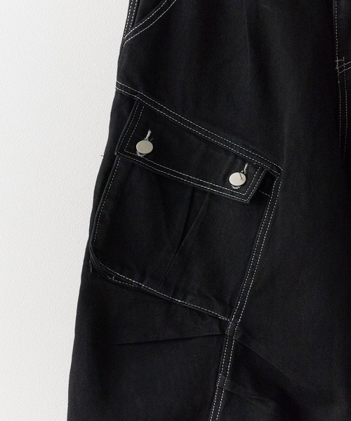 Theater code(シアターコード)の「【26SS再入荷】White Stitching Half Cargo Denim Pants/ホワイトステッチ ハーフカーゴデニムパンツメンズ メンズ 夏物 夏服(デニムパンツ・メンズ・ブラック/ライトブルー・L/M)」の6枚目の写真