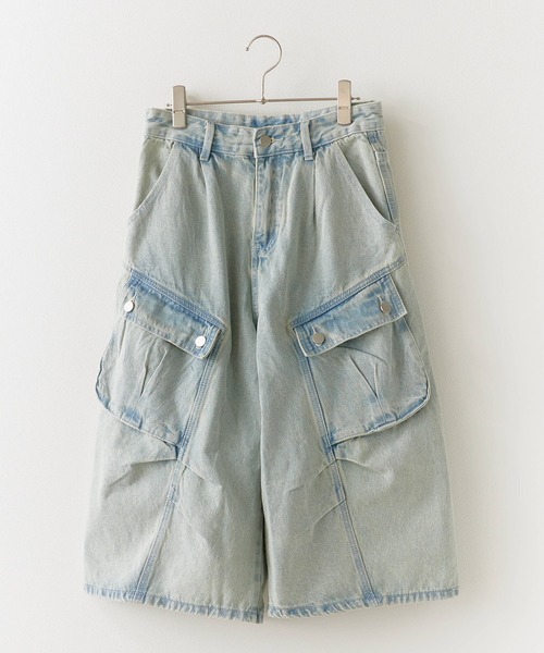 Theater code(シアターコード)の「【26SS再入荷】White Stitching Half Cargo Denim Pants/ホワイトステッチ ハーフカーゴデニムパンツメンズ メンズ 夏物 夏服(デニムパンツ・メンズ・ブラック/ライトブルー・L/M)」の14枚目の写真