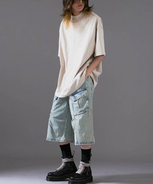Theater code(シアターコード)の「【26SS再入荷】White Stitching Half Cargo Denim Pants/ホワイトステッチ ハーフカーゴデニムパンツメンズ メンズ 夏物 夏服(デニムパンツ・メンズ・ブラック/ライトブルー・L/M)」の11枚目の写真