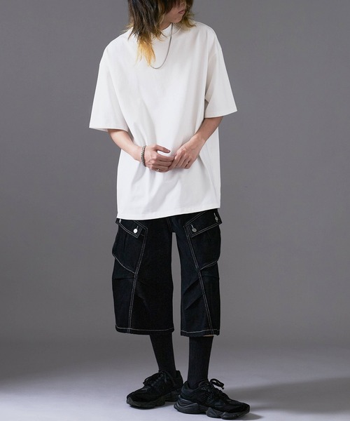 Theater code(シアターコード)の「【26SS再入荷】White Stitching Half Cargo Denim Pants/ホワイトステッチ ハーフカーゴデニムパンツメンズ メンズ 夏物 夏服(デニムパンツ・メンズ・ブラック/ライトブルー・L/M)」の16枚目の写真