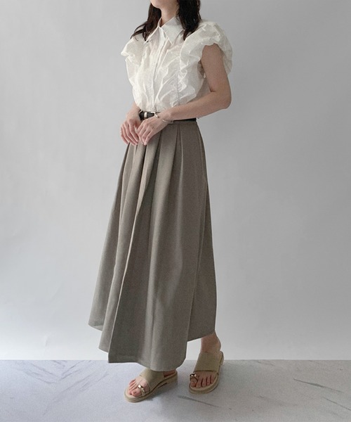 on:nue（オンニュ）の「【on:nue】[着用動画あり！/3色展開] シャーリングボリュームノースリーブブラウス（シャツ/ブラウス・レディース・ブラック/ベージュ/ホワイト・FREE）」の7枚目の写真