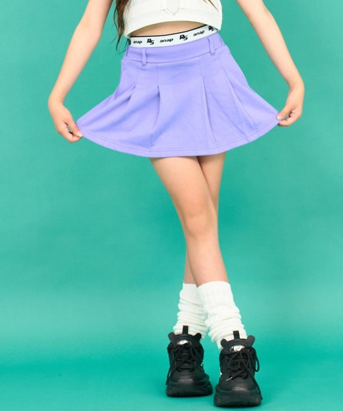 ANAP GiRL(アナップガール)の「ANAPR+S(リラスポ)スウェットプリーツスカート(スカート・キッズ・ライトグレー/ブラック/パープル・XS/S/M)」の1枚目の写真