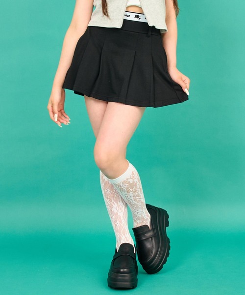 ANAP GiRL(アナップガール)の「ANAPR+S(リラスポ)スウェットプリーツスカート(スカート・キッズ・ライトグレー/ブラック/パープル・XS/S/M)」の4枚目の写真