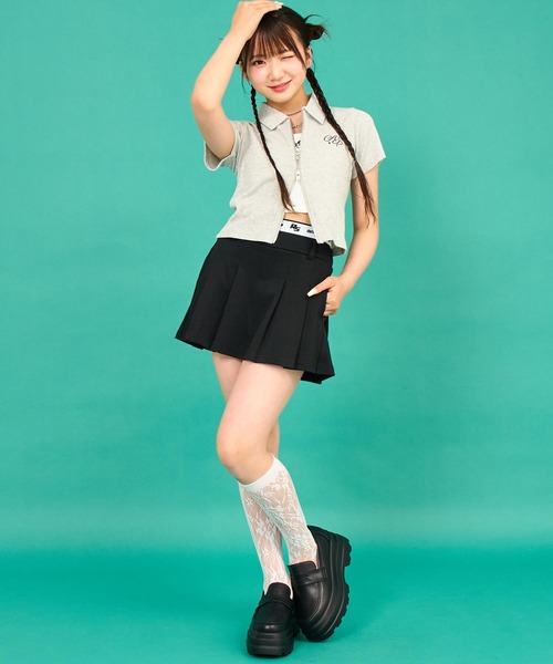 ANAP GiRL(アナップガール)の「ANAPR+S(リラスポ)スウェットプリーツスカート(スカート・キッズ・ライトグレー/ブラック/パープル・XS/S/M)」の5枚目の写真