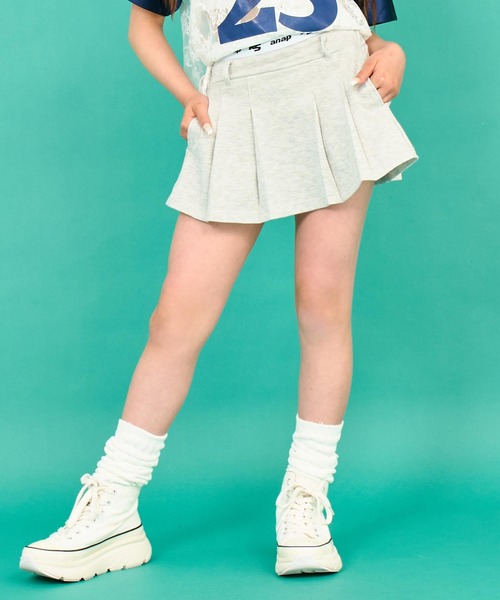 ANAP GiRL(アナップガール)の「ANAPR+S(リラスポ)スウェットプリーツスカート(スカート・キッズ・ライトグレー/ブラック/パープル・XS/S/M)」の7枚目の写真