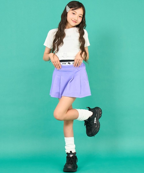 ANAP GiRL(アナップガール)の「ANAPR+S(リラスポ)スウェットプリーツスカート(スカート・キッズ・ライトグレー/ブラック/パープル・XS/S/M)」の13枚目の写真