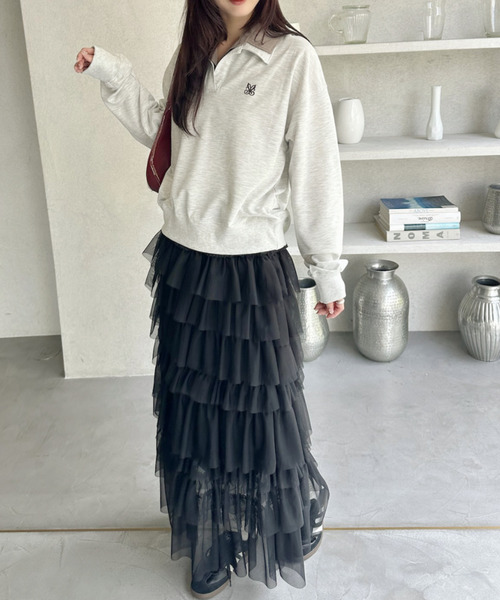 Ada.(エイダ)の「レイヤード ダブルカラー スキッパー スウェット(スウェット・レディース・グレイッシュベージュ/オートミール/ネイビー・FREE)」の14枚目の写真