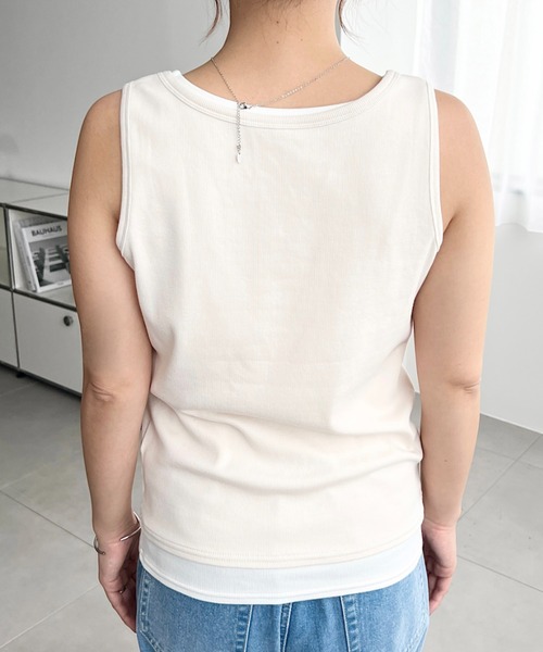 moment+(モーメントプラス)の「ヘンリータンク+ベーシックタンク2枚セット(Tシャツ/カットソー・レディース・ネイビー/ブラック/アイボリー/杢グレー/レッド/ピンク・M/L)」の16枚目の写真