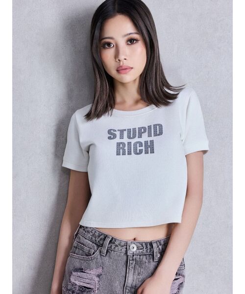 GYDA（ジェイダ）の「STUPID RICH STONEショートTシャツ（Tシャツ/カットソー・レディース・パープル/オフホワイト/ブラック・FREE）」の19枚目の写真