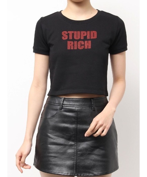 GYDA（ジェイダ）の「STUPID RICH STONEショートTシャツ（Tシャツ/カットソー・レディース・パープル/オフホワイト/ブラック・FREE）」の3枚目の写真