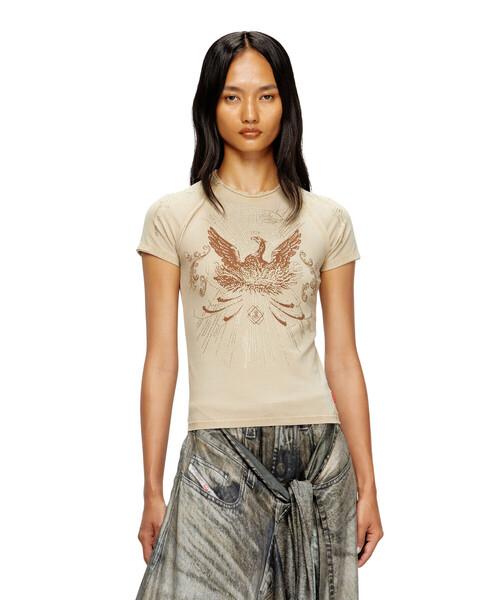 DIESEL（ディーゼル）の「ウィメンズ 半袖トップ T-ROWEENA（Tシャツ/カットソー・レディース・ライトブラウン・SMALL/MEDIUM/LARGE/X-LARGE/X-SMALL）」の5枚目の写真