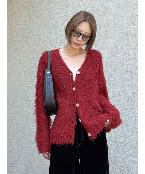 Ungrid(アングリッド)の「【WEB限定】カラールーズニットカーデ(カーディガン/ボレロ・レディース・レッド/ライトグレー/オフホワイト/ブルー/イエロー・FREE)」の5枚目の写真