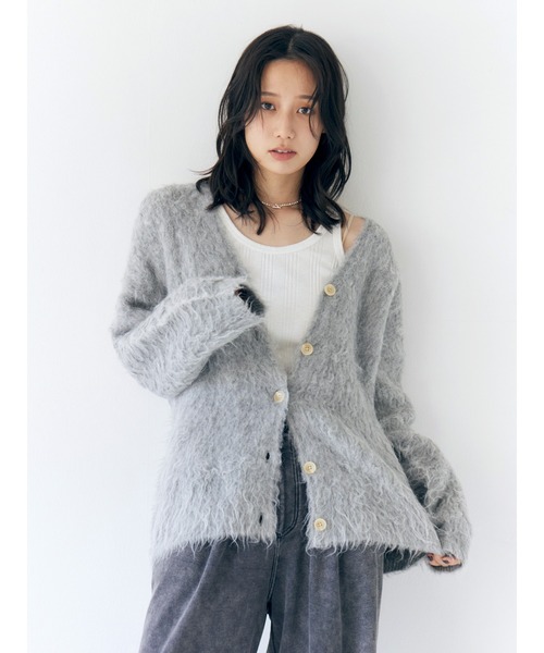 Ungrid(アングリッド)の「【WEB限定】カラールーズニットカーデ(カーディガン/ボレロ・レディース・レッド/ライトグレー/オフホワイト/ブルー/イエロー・FREE)」の1枚目の写真