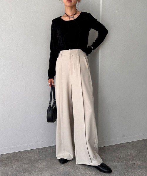 NOGLE(ノグル)の「【NOGLE/ノグル】センタータックスラックス(スラックス・レディース・グレー/アイボリー/ブラウン/ブラック・S/M)」の5枚目の写真