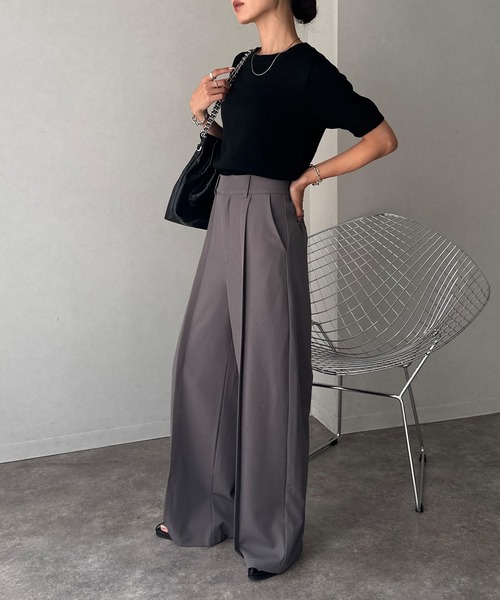 NOGLE(ノグル)の「【NOGLE/ノグル】センタータックスラックス(スラックス・レディース・グレー/アイボリー/ブラウン/ブラック・S/M)」の19枚目の写真