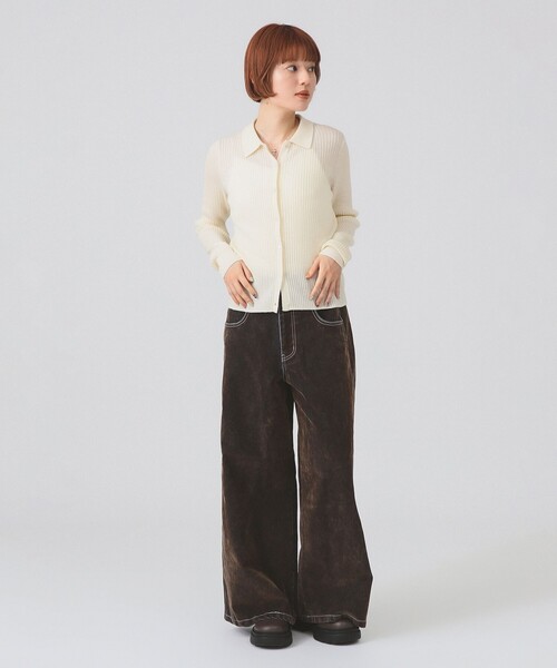 Ray BEAMS(レイビームス)の「フロッキー デニム ワイド パンツ(その他パンツ・レディース・シルバー/ダークブラウン・0/1)」の18枚目の写真