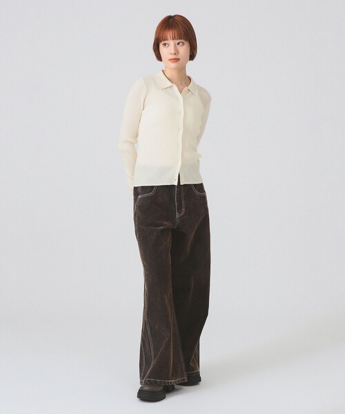 Ray BEAMS(レイビームス)の「フロッキー デニム ワイド パンツ(その他パンツ・レディース・シルバー/ダークブラウン・0/1)」の17枚目の写真