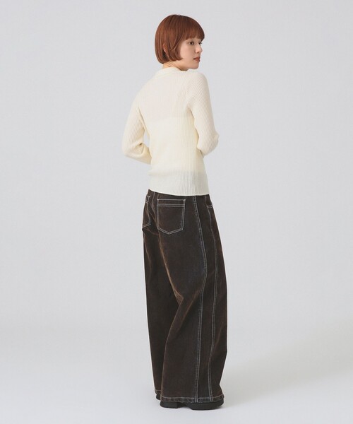 Ray BEAMS(レイビームス)の「フロッキー デニム ワイド パンツ(その他パンツ・レディース・シルバー/ダークブラウン・0/1)」の16枚目の写真