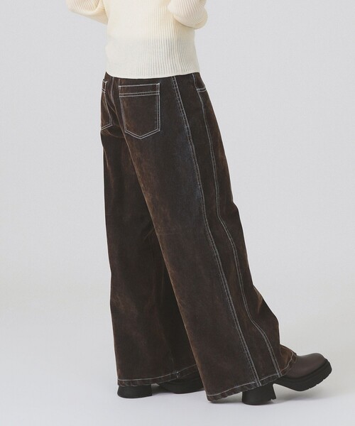 Ray BEAMS(レイビームス)の「フロッキー デニム ワイド パンツ(その他パンツ・レディース・シルバー/ダークブラウン・0/1)」の14枚目の写真