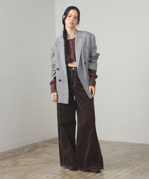 Ray BEAMS(レイビームス)の「フロッキー デニム ワイド パンツ(その他パンツ・レディース・シルバー/ダークブラウン・0/1)」の13枚目の写真