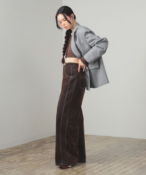 Ray BEAMS(レイビームス)の「フロッキー デニム ワイド パンツ(その他パンツ・レディース・シルバー/ダークブラウン・0/1)」の12枚目の写真